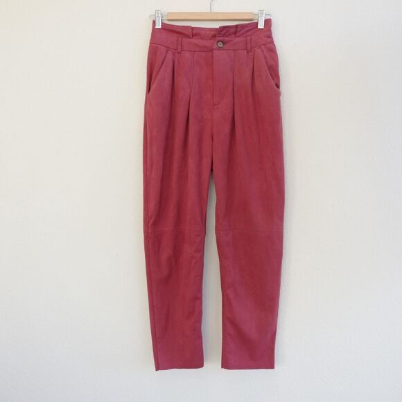 Free People Faux Suede Crop Pants Queen Pomegranate Sz 2 *MISSING BELT* - Picture 3 of 16